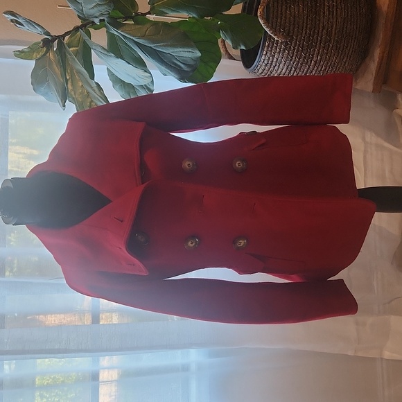 Michael Kors Red Pea Coat - Picture 1 of 5